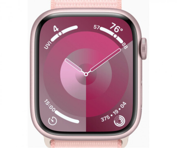 Apple Watch Series 9 GPS 45mm Pink Aluminum Case with Light Pink Sport Loop (MR9J3)